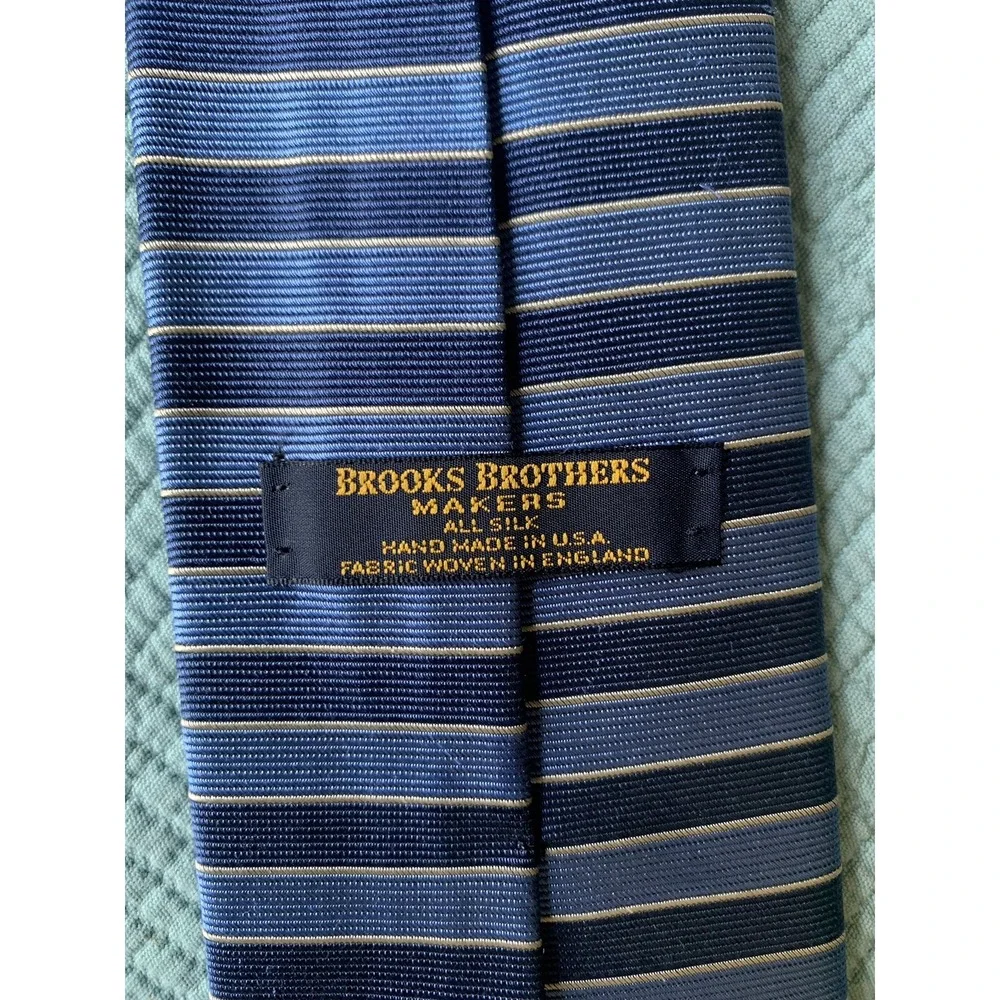 Mens Brooks Brothers Makers‎ All Silk Blue Striped Neck Tie